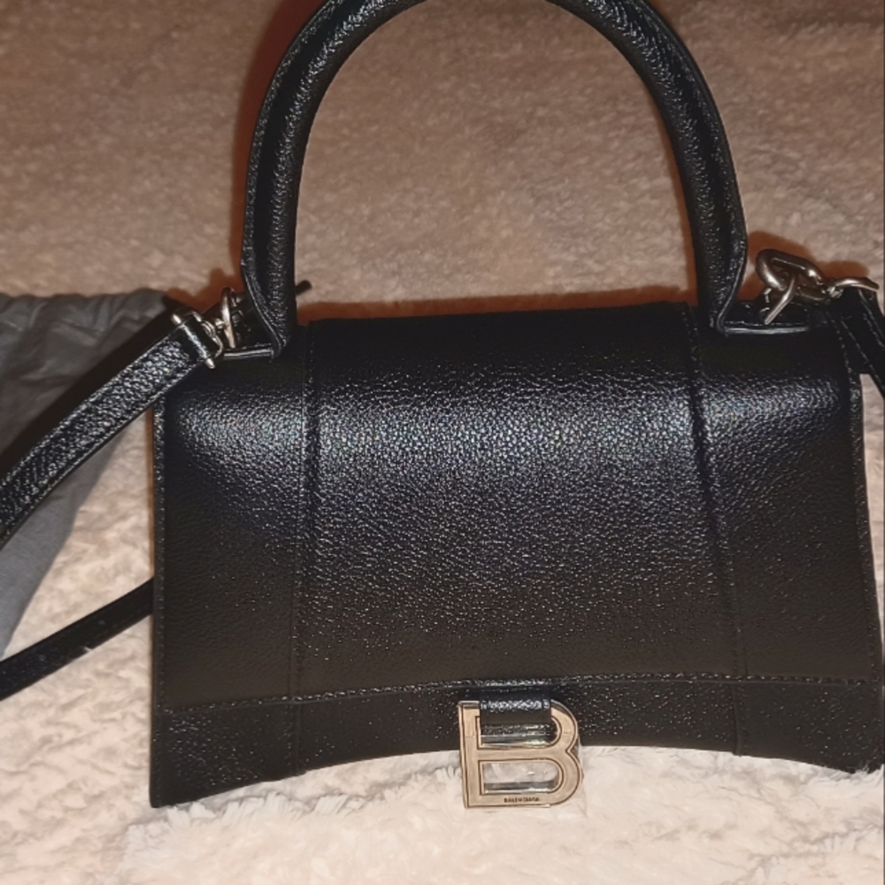 NWT SMALL Balenciaga Hourglass purse Leather Black (Silver not Brass "B") - Picture 10 of 16